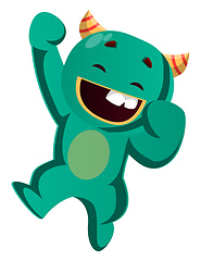 Image showing Green monster jumping vector illustration