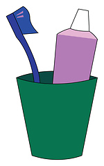 Image showing A toothbrush holder with a toothbrush and toothpaste vector or c