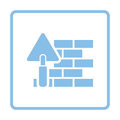 Image showing Icon of brick wall with trowel