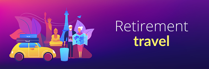 Image showing Retirement travel concept banner header