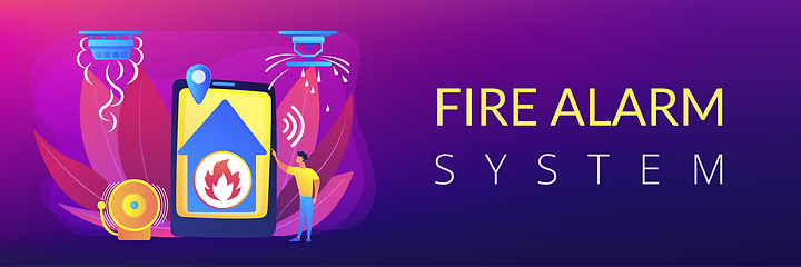 Image showing Fire alarm system concept banner header.