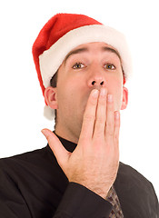 Image showing Tired Christmas Businessman