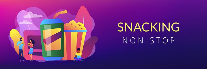 Image showing Snacking non-stop concept banner header.