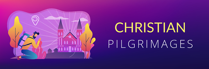 Image showing Christian pilgrimages concept banner header.