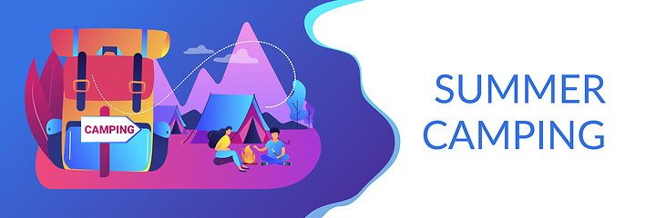 Image showing Summer camping concept banner header.