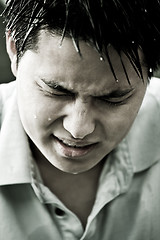 Image showing Sad and depressed young asian man