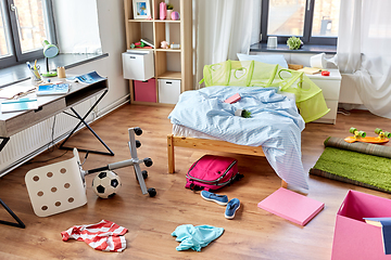 Image showing messy home or kid's room with scattered stuff