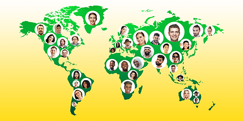 Image showing World global cartography - Earth international concept, connecting people all around the world