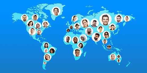 Image showing World global cartography - Earth international concept, connecting people all around the world