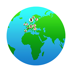 Image showing World global cartography - Earth international concept, connecting people all around the world