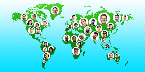 Image showing World global cartography - Earth international concept, connecting people all around the world