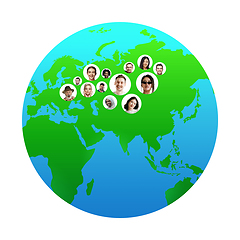 Image showing World global cartography - Earth international concept, connecting people all around the world