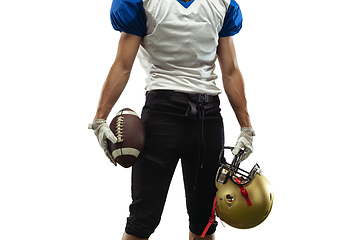 Image showing American football player in action isolated on white studio background