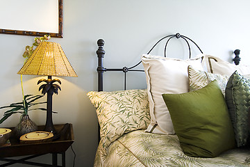 Image showing Close up on a bed in a bedroom