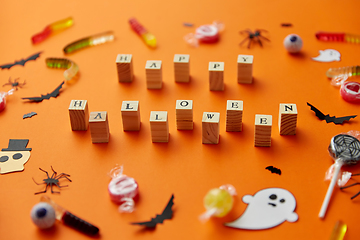 Image showing trick or treat letters and halloween sweets