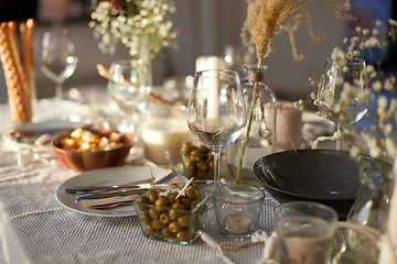 Image showing dinner party table serving at home