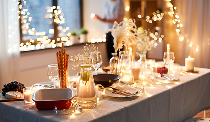 Image showing dinner party table serving at home