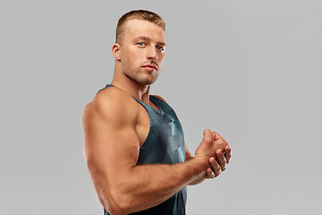 Image showing portrait of young man or bodybuilder