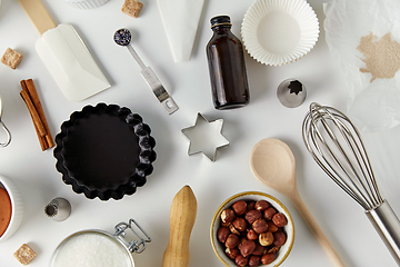 Image showing cooking ingredients and kitchen tools for baking