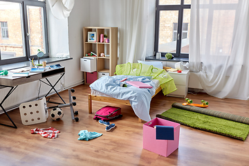 Image showing messy home or kid's room with scattered stuff