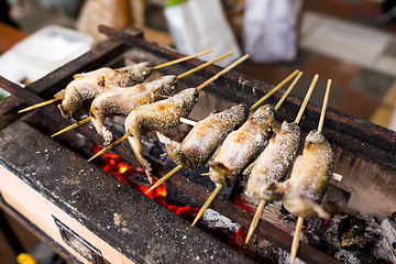 Image showing Fish Ayu with salt being charcoal broiled
