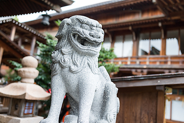 Image showing Japanese lion statue in temple