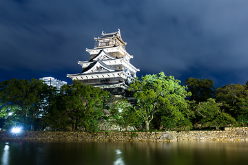 Image showing Beautiful Hiroshima castle in Japan at night