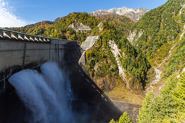 Image showing Rainbow and Kurobe Dam