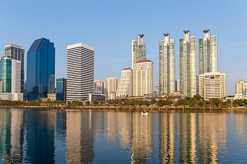 Image showing Benjakitti park in Bangkok at evening 