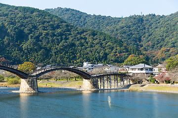 Image showing Wooden Kintai Bridge in Japan