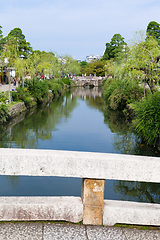 Image showing Stone bridge in Kurashiki river 