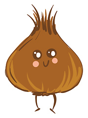 Image showing Cute smiling brown onion vector illustration on white background