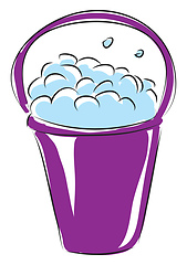 Image showing Cartoon purple bucket of soap vector illustration on white backg