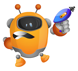 Image showing Robot holding a laser gun illustration vector on white backgroun