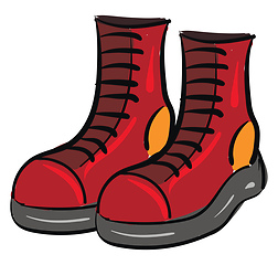 Image showing Clipart of a pair of red boots vector or color illustration