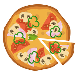 Image showing Hammushroom and tomato pizzaPrint