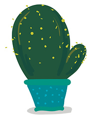 Image showing A big cactus plant in a blue flower pot vector color drawing or 