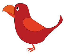 Image showing A cute little red-colored cartoon bird vector or color illustrat