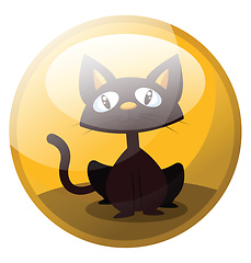 Image showing Cartoon character of a brown cat sitting and smiling vector illu