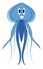 Image showing Smiling blue jellyfish  vector illustration on white background 