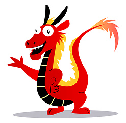 Image showing Red cartoon dragon vector illustartion on white background