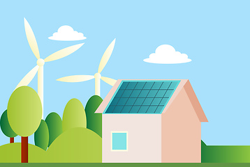 Image showing Ilustration of a sustainable house illustration vector on white 