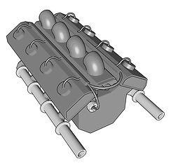 Image showing Vector illustration of abstract grey car engine on white backgro