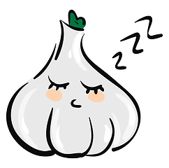 Image showing Cartoon of a sleeping garlic vector illustration on white backgr