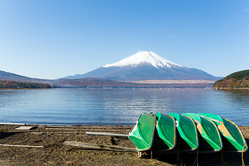 Image showing Mount Fuji and boat 