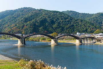 Image showing Wooden Arch bridge in Japan