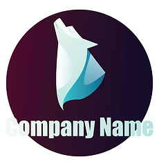 Image showing Vector logo illustration of a light blue wolf head inside a deep