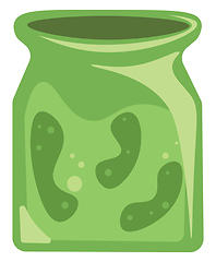 Image showing A green jar filled with yummy sour pickle vector color drawing o