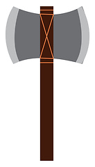 Image showing A double headed metal axe weapon with wooden handle vector color