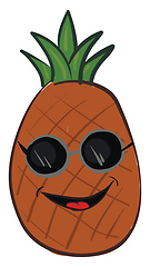 Image showing A laughing cartoon pineapple whole fruit with green leaves vecto